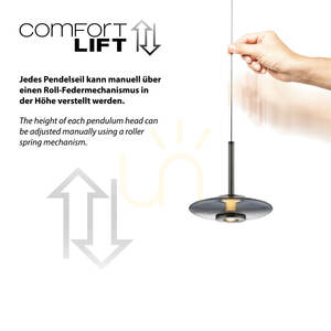 PURE VITRUM 2083-15 Šedé závěsné svítidlo s 6 LED diodami small 6