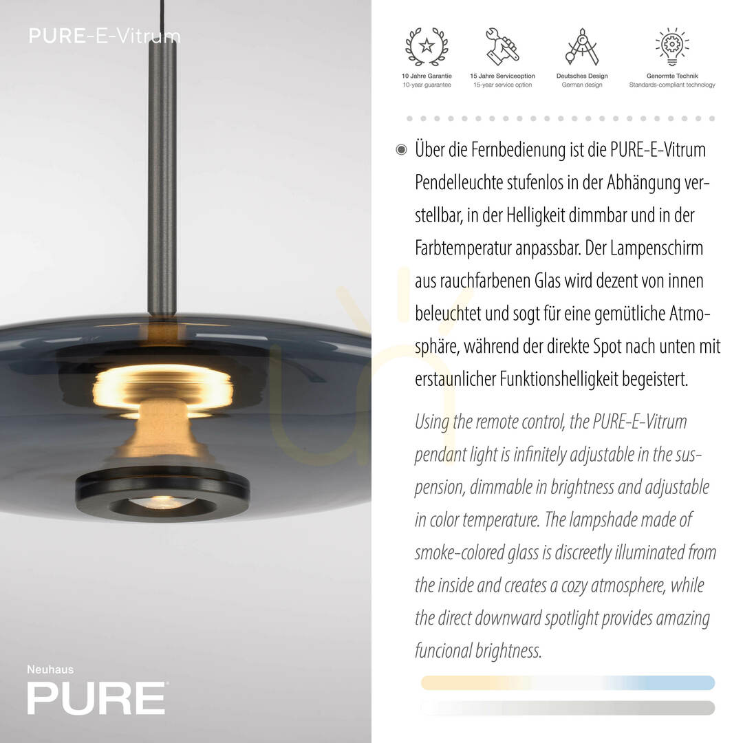 Zobrazit PURE E-VITRUM 2084-15 Šedé závěsné svítidlo s 2 LED diodami PURE E-VITRUM 2084-15 Šedé závěsné svítidlo s 2 LED diodami