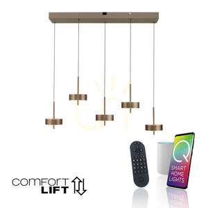 Q-ROTATE 2249-34 Hnědé závěsné svítidlo s 5 LED diodami small 1
