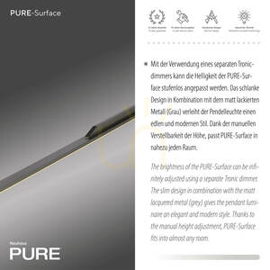 PURE SURFACE 2302-15 Šedé závěsné svítidlo s 1 LED diodou small 4