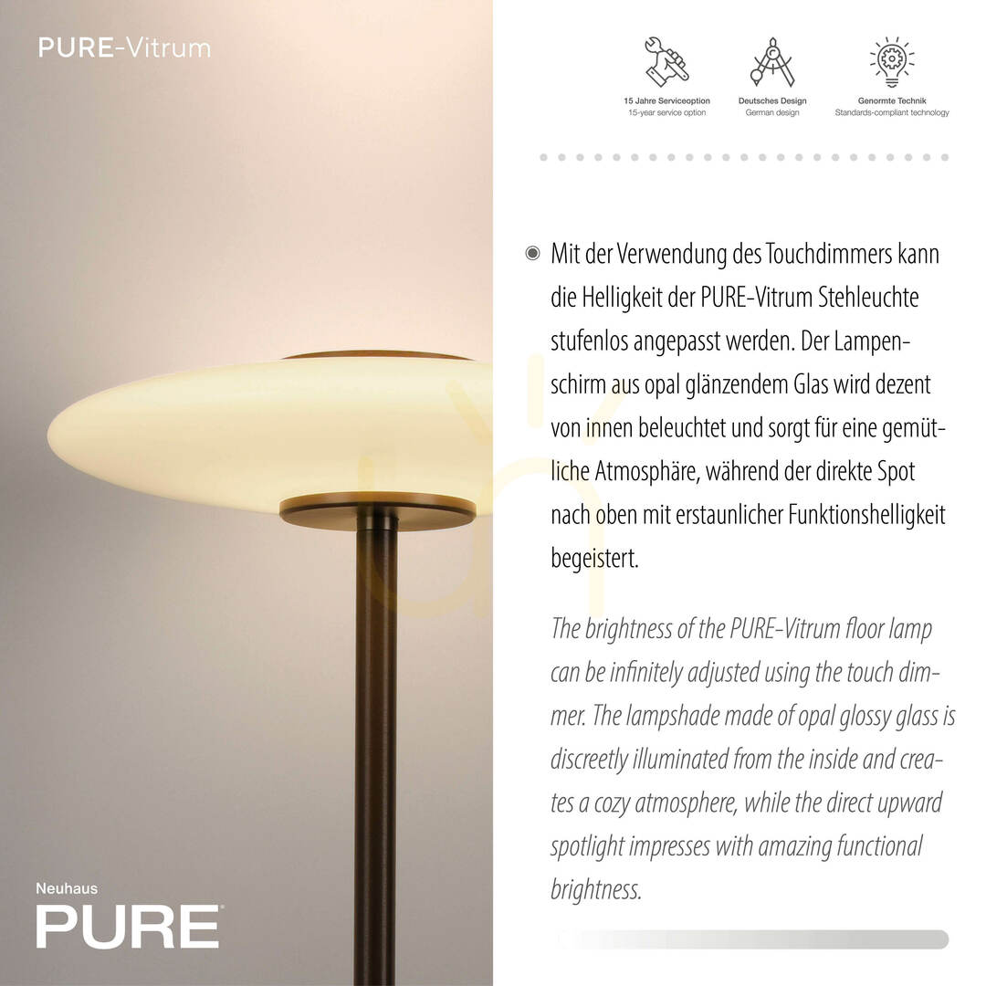 Zobrazit Stojací lampa PURE VITRUM 481-34, hnědá, 2xLED Stojací lampa PURE VITRUM 481-34, hnědá, 2xLED