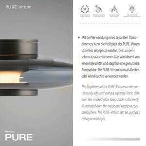 Nástěnné a stropní LED svítidlo Paul Neuhaus PURE VITRUM 6082-15, šedé, kouřové sklo, 22 cm small 4