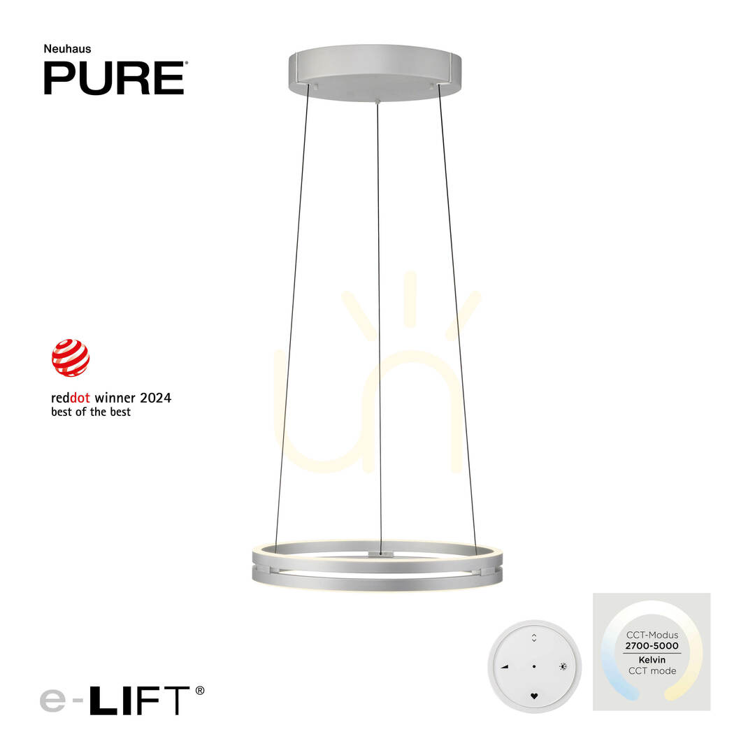 Pohled PURE E-LOOP 2550-95 Stříbrné závěsné svítidlo se 2 LED diodami PURE E-LOOP 2550-95 Stříbrné závěsné svítidlo se 2 LED diodami