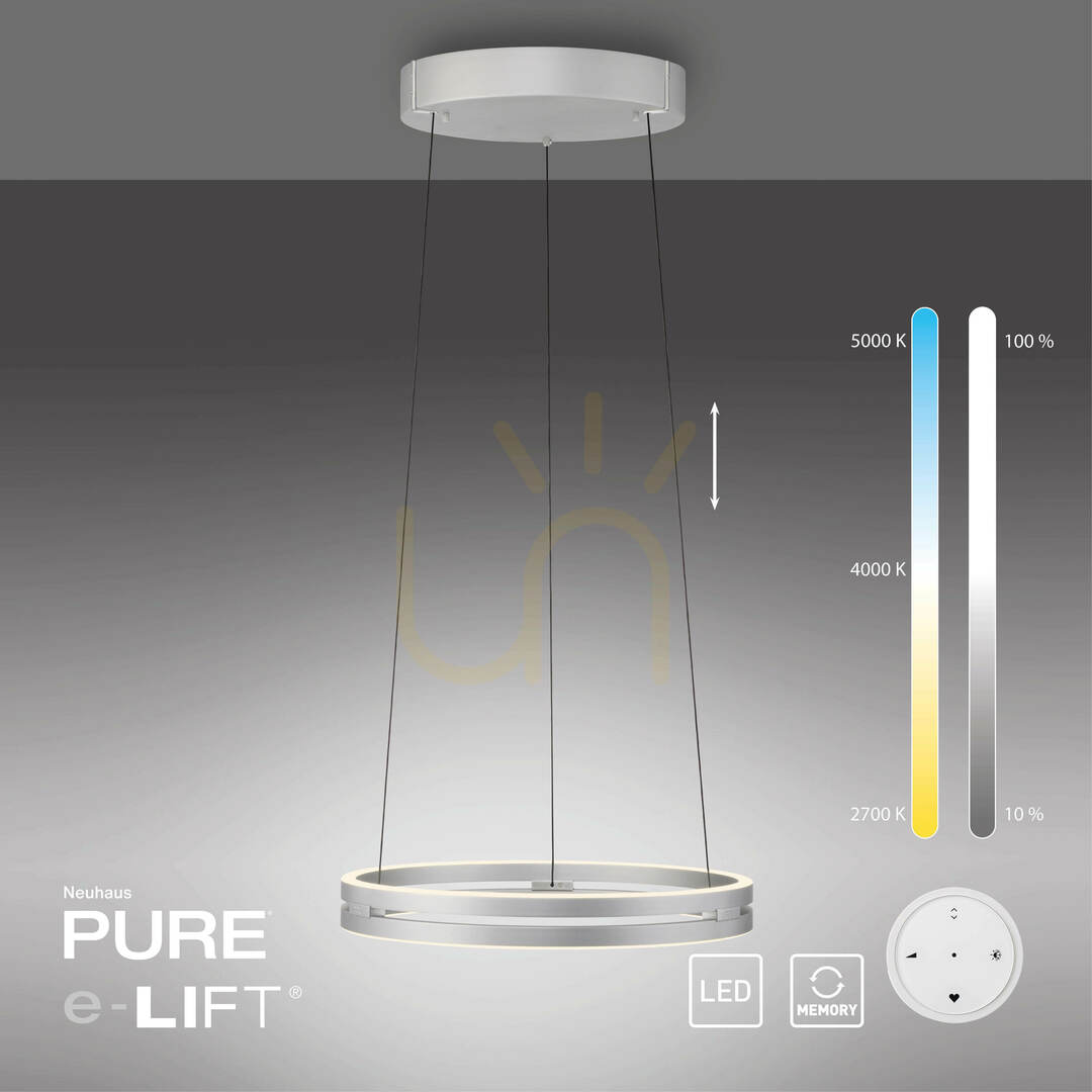 Pohled PURE E-LOOP 2550-95 Stříbrné závěsné svítidlo se 2 LED diodami PURE E-LOOP 2550-95 Stříbrné závěsné svítidlo se 2 LED diodami