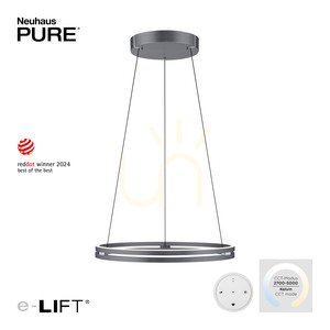 PURE E-LOOP 2551-15 Šedé závěsné svítidlo s 2 LED diodami small 1