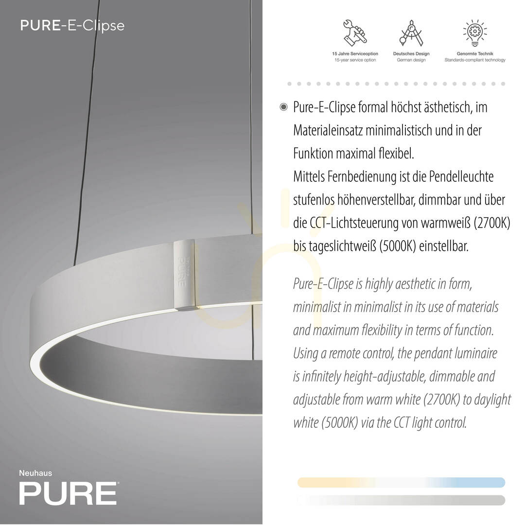 Zobrazit PURE E-CLIPSE 2560-95 Stříbrné závěsné svítidlo se 2 LED diodami PURE E-CLIPSE 2560-95 Stříbrné závěsné svítidlo se 2 LED diodami
