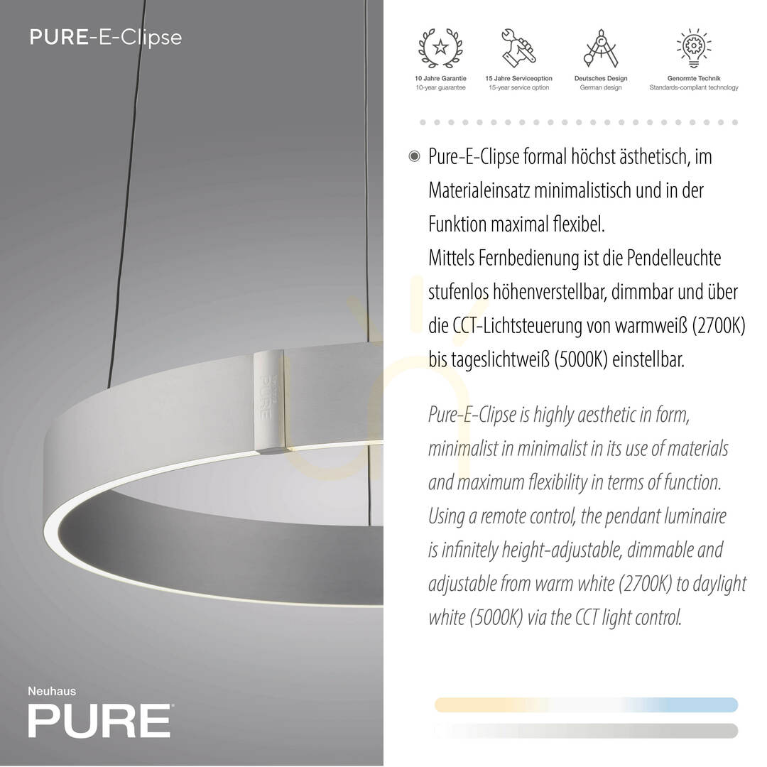 Zobrazit PURE E-CLIPSE 2560-95 Stříbrné závěsné svítidlo se 2 LED diodami PURE E-CLIPSE 2560-95 Stříbrné závěsné svítidlo se 2 LED diodami