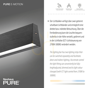 PURE E-MOTION 2570-15 Šedé závěsné svítidlo s 2 LED diodami small 3