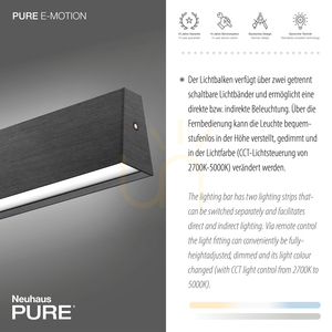 PURE E-MOTION 2570-15 Šedé závěsné svítidlo s 2 LED diodami small 4