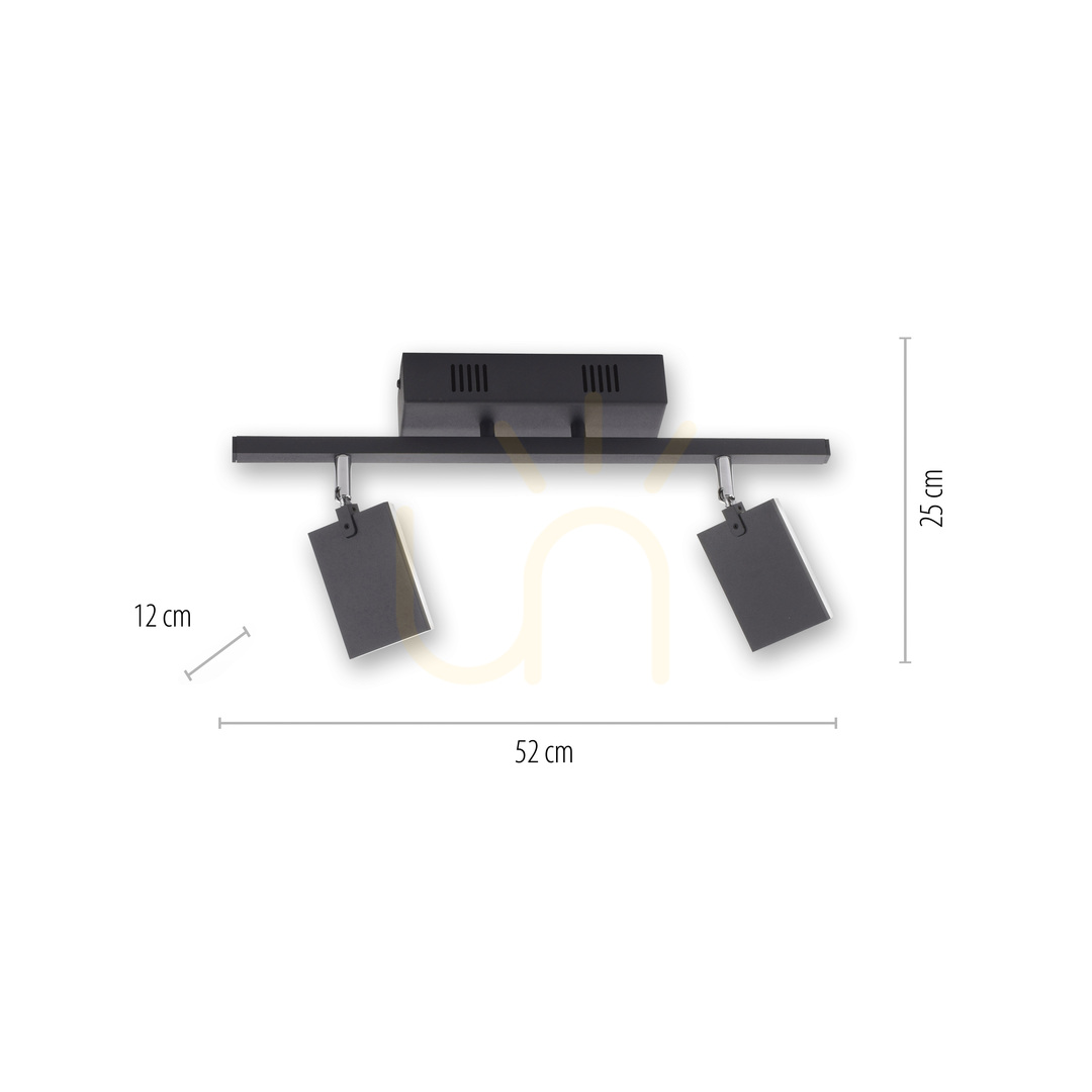 Náhled PURE-MIRA 6354-18 Černé stropní svítidlo se 2 LED diodami PURE-MIRA 6354-18 Černé stropní svítidlo se 2 LED diodami
