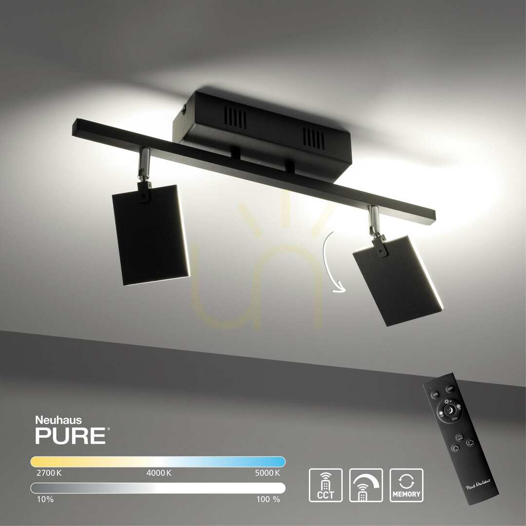 Zobrazit PURE-MIRA 6354-18 Černé stropní svítidlo se 2 LED diodami PURE-MIRA 6354-18 Černé stropní svítidlo se 2 LED diodami