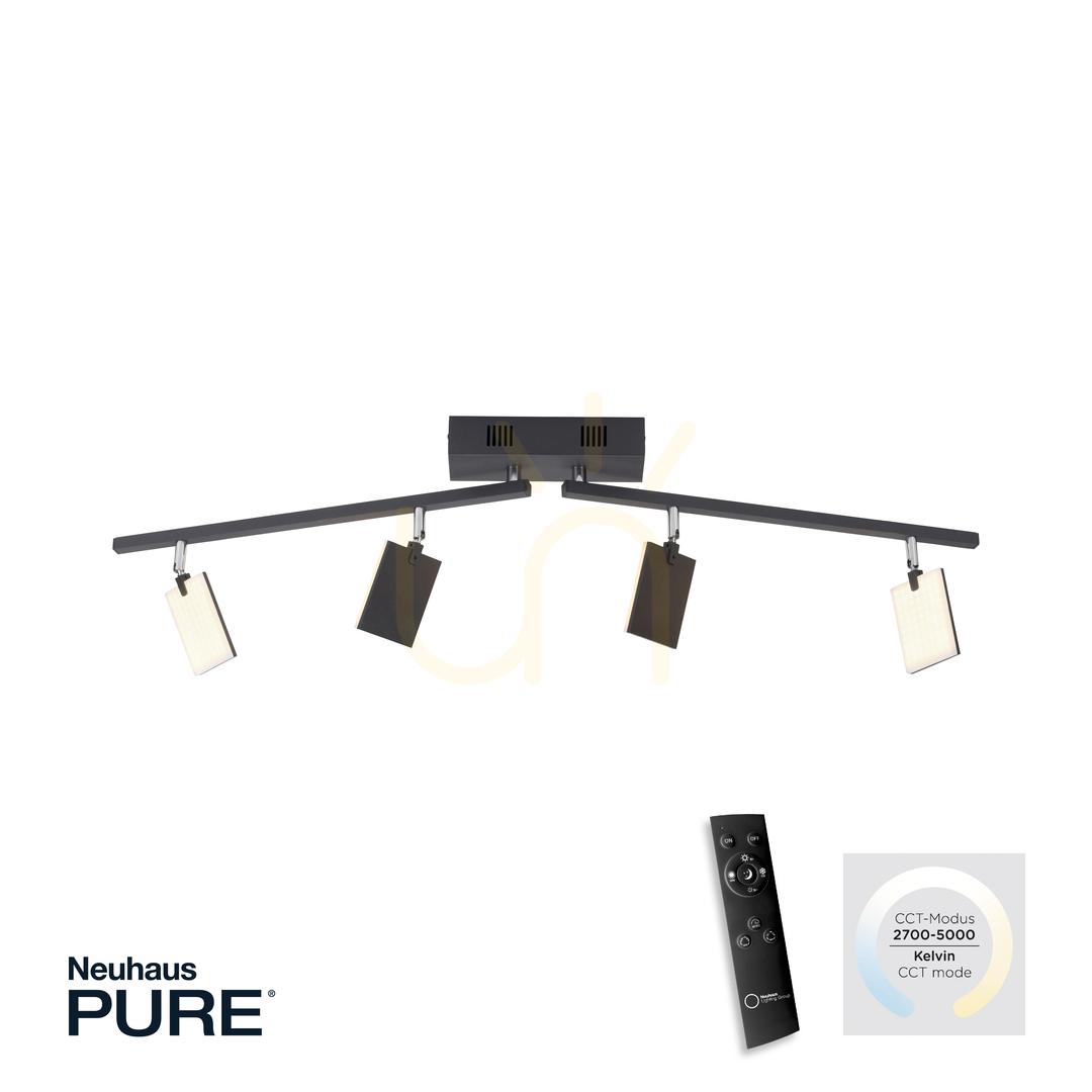 Pohled PURE-MIRA 6356-18 Černé stropní svítidlo se 4 LED diodami PURE-MIRA 6356-18 Černé stropní svítidlo se 4 LED diodami