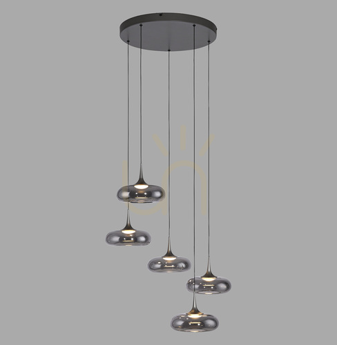 Kontrola POSH 15694-15 Šedé závěsné svítidlo s 5 LED diodami