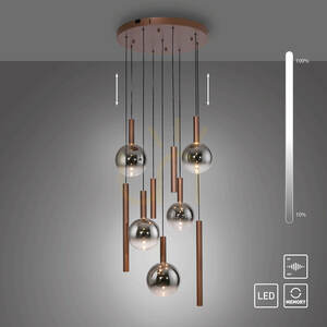 BOWL 2287-23 Hnědé závěsné svítidlo s 9 LED diodami small 1