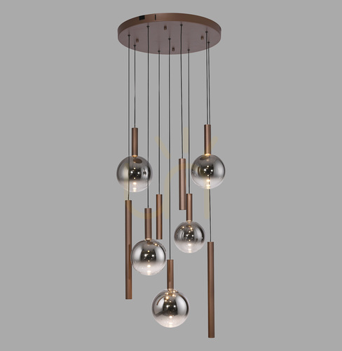 Kontrola BOWL 2287-23 Hnědé závěsné svítidlo s 9 LED diodami