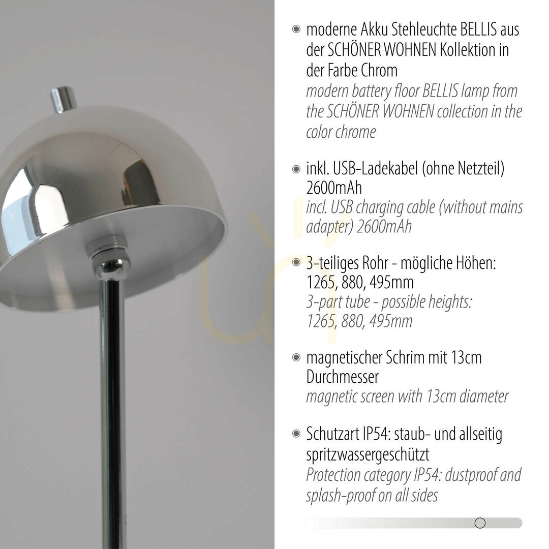 Náhled BELLIS 19245-17 Chromová stojací lampa, 1xLED BELLIS 19245-17 Chromová stojací lampa, 1xLED