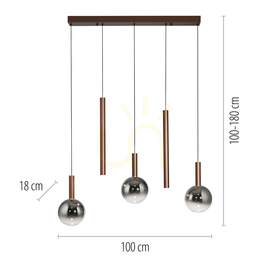 Zobrazit BOWL 2286-23 Hnědé závěsné svítidlo s 5 LED diodami BOWL 2286-23 Hnědé závěsné svítidlo s 5 LED diodami