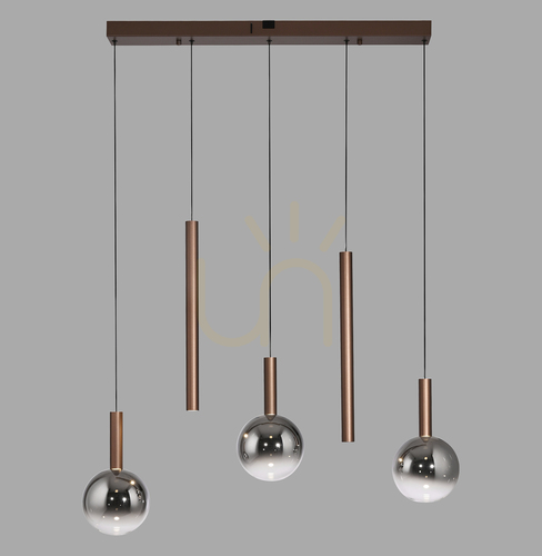 Kontrola BOWL 2286-23 Hnědé závěsné svítidlo s 5 LED diodami