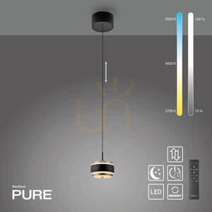 PURE FALLING RINGS 2503-18 Černé závěsné svítidlo s 1 LED diodou small 1