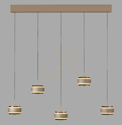 Kontrola PURE FALLING RINGS 2504-97 Hnědé závěsné svítidlo s 5 LED diodami