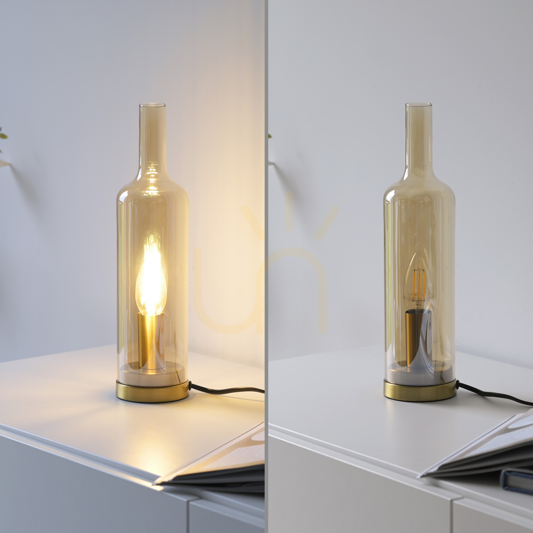 Pohled Stolní lampa BOTTLE14006-27, jantarová, 1xE14 Stolní lampa BOTTLE14006-27, jantarová, 1xE14