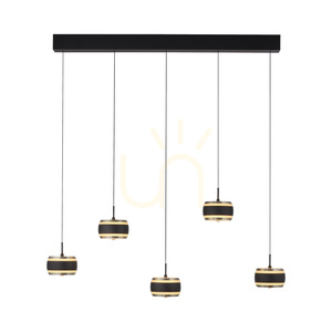 PURE FALLING RINGS 2504-18 Černé závěsné svítidlo s 5 LED diodami small 3