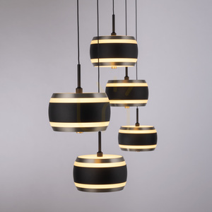 PURE FALLING RINGS 2504-18 Černé závěsné svítidlo s 5 LED diodami small 5
