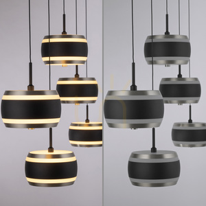 PURE FALLING RINGS 2504-18 Černé závěsné svítidlo s 5 LED diodami small 6