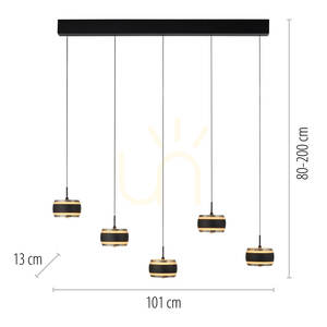 PURE FALLING RINGS 2504-18 Černé závěsné svítidlo s 5 LED diodami small 7