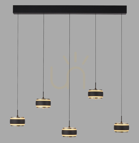 Kontrola PURE FALLING RINGS 2504-18 Černé závěsné svítidlo s 5 LED diodami