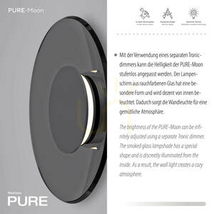 PURE MOON 9594-15 Nástěnné svítidlo, šedé, 1xLED small 3