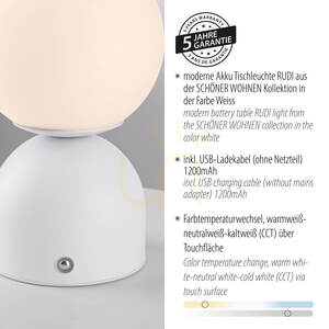 Stolní lampa RUDI 19218-16, bílá, 1xLED small 4