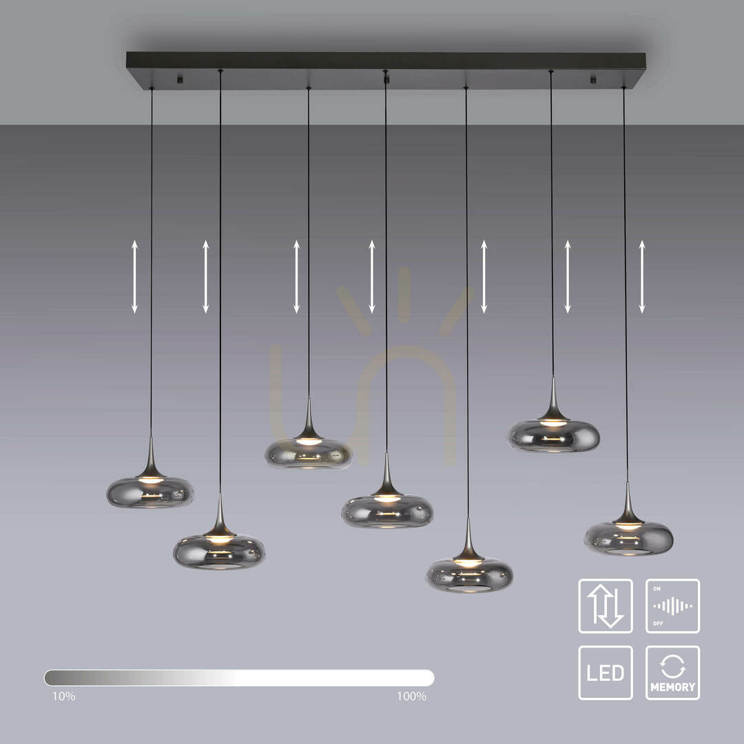 Pohled POSH 15695-15 Šedé závěsné svítidlo se 7 LED diodami POSH 15695-15 Šedé závěsné svítidlo se 7 LED diodami