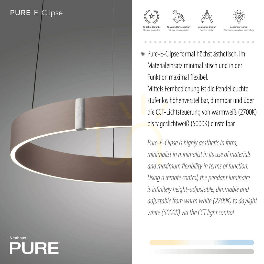 Kontrola PURE E-CLIPSE 2560-34 Hnědé závěsné svítidlo s 2 LED diodami PURE E-CLIPSE 2560-34 Hnědé závěsné svítidlo s 2 LED diodami