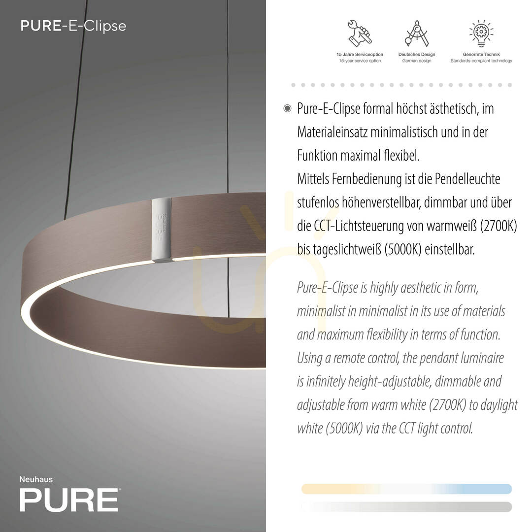 Zobrazit PURE E-CLIPSE 2560-34 Hnědé závěsné svítidlo s 2 LED diodami PURE E-CLIPSE 2560-34 Hnědé závěsné svítidlo s 2 LED diodami