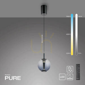 PURE INFINITY 2220-15 Šedé závěsné svítidlo s 1 LED žárovkou small 1