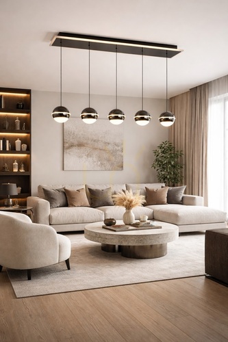 Kontrola BIARRITZ – 5světlové rovné závěsné svítidlo, černý chrom 7047-605 Aviano