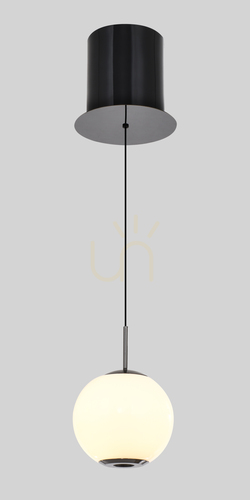 Kontrola LED závěsné svítidlo Aviano LUBERON 6051-105, černý chrom, bílá koule 12 cm