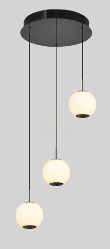 Kontrola Kulaté třížárovkové závěsné svítidlo LUBERON s LED, černý chrom, 5051-305, Aviano