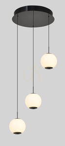 Kulaté třížárovkové závěsné svítidlo LUBERON s LED, černý chrom, 5051-305, Aviano small 1