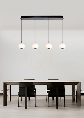Kontrola LUBERON – 4-žárovkové rovné LED závěsné svítidlo, černý chrom, 7051-405, Aviano