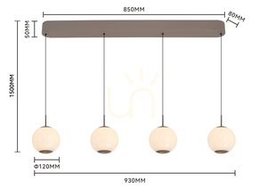 LUBERON Cashmere 7051-413 Aviano – 4-světelné rovné LED závěsné svítidlo small 3