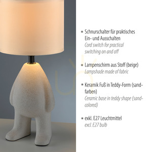 Stolní lampa JUST LIGHT TED 14191-39, béžová, 38 cm, 1×E27 small 3