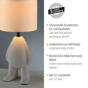 Stolní lampa JUST LIGHT TED 14191-39, béžová, 38 cm, 1×E27 small 4