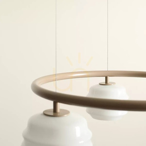 Závěsné svítidlo ALDEX PUFF 3 RING BEIGE – béžové, bílá stínidla small 4
