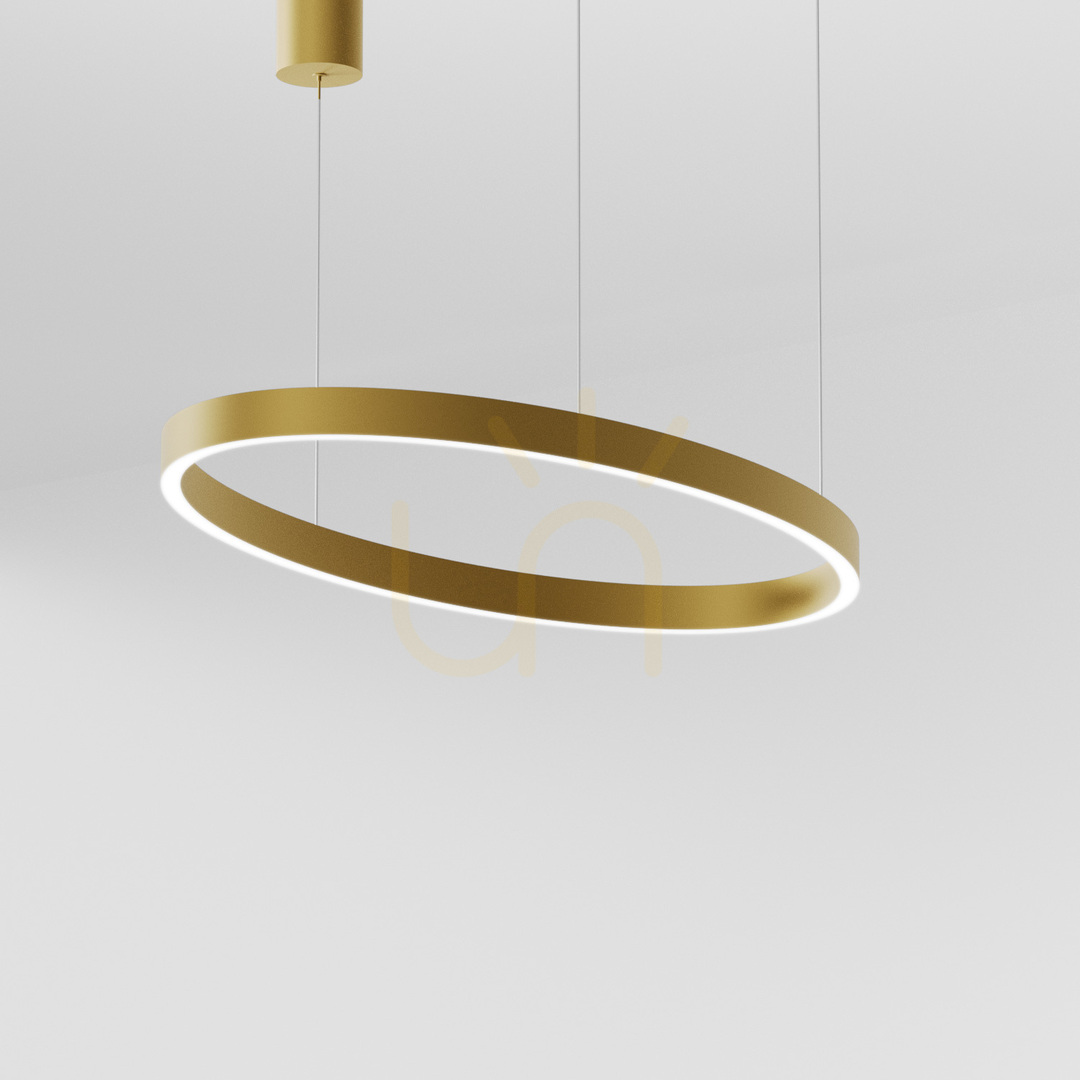 CRISEIDE S/1P OVAL FCRSO8O Pendelleuchte, gebürstetes Gold, Gea Luce