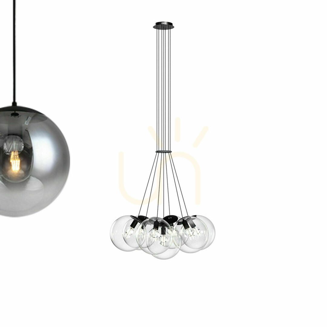 Pohled Závěsný lustr s.luce Orb, kouřové sklo, 7× E27 Závěsný lustr s.luce Orb, kouřové sklo, 7× E27