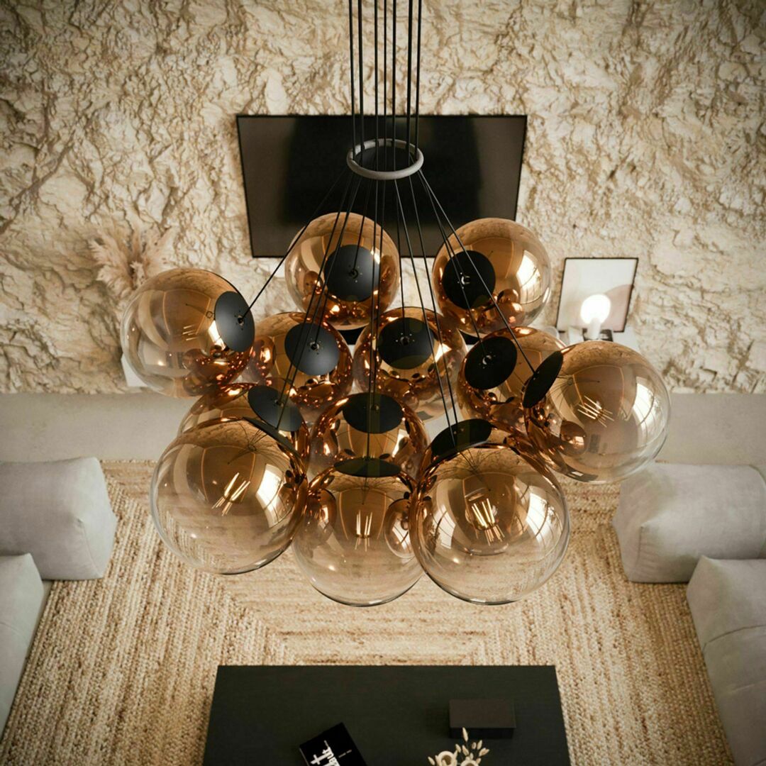 Zobrazit Závěsné svítidlo s.luce Orb Cluster, 13 světel, kouřové sklo, E27 Závěsné svítidlo s.luce Orb Cluster, 13 světel, kouřové sklo, E27