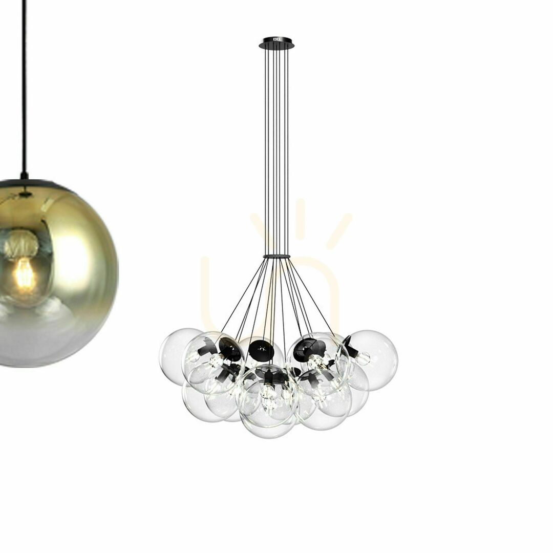 Náhled Závěsné svítidlo s.luce Orb Cluster, hnědé, sklo a kov, 13× E27, Ø 50 cm Závěsné svítidlo s.luce Orb Cluster, hnědé, sklo a kov, 13× E27, Ø 50 cm
