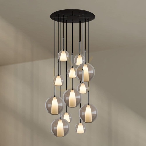 Kontrola Závěsný lustr s.luce Belluna, 12 světel, čiré sklo, E14/E27
